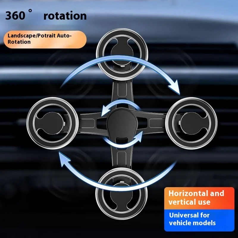 D19 Magnetic Car Phone Mount Vent Clip Rotatable Dashboard Navigation Stand Extendable Arm - Black