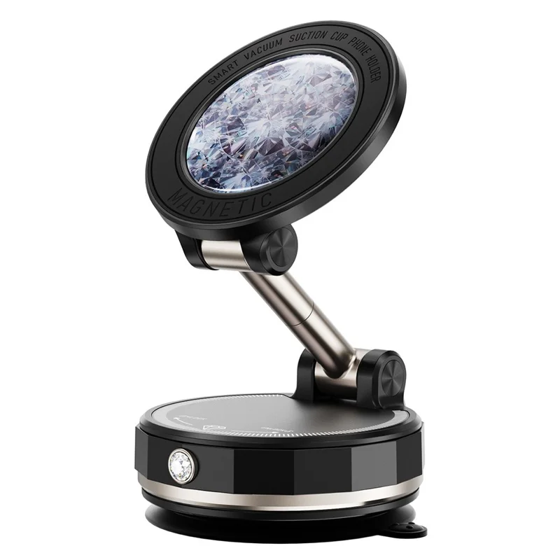 SD17 Folding Car Phone Holder for Navigation Vacuum Suction Mount Rhinestone Epoxy Design Starry Sky Pattern - Black