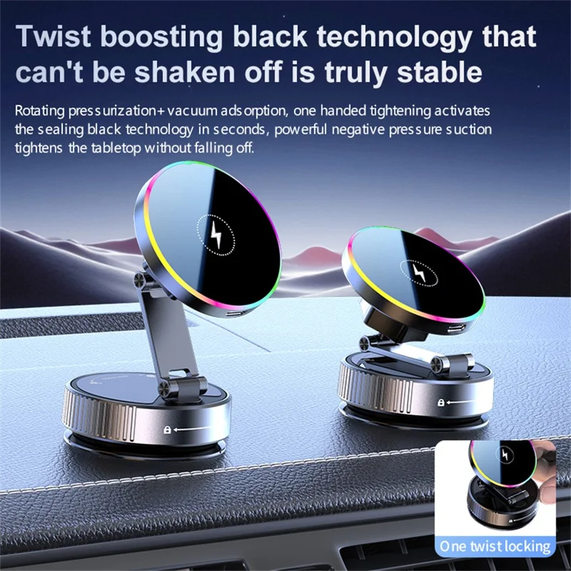 K5 Car Wireless Charger Mount 360 Degree Rotation Folding Magnetic Phone Charger Holder