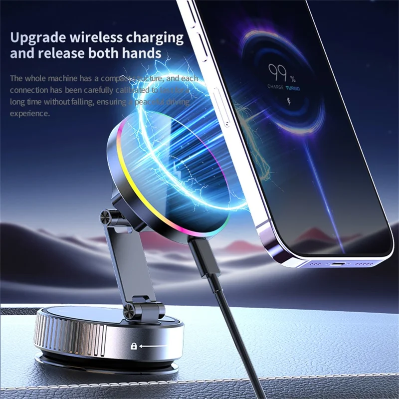K5 Car Wireless Charger Mount 360 Degree Rotation Folding Magnetic Phone Charger Holder