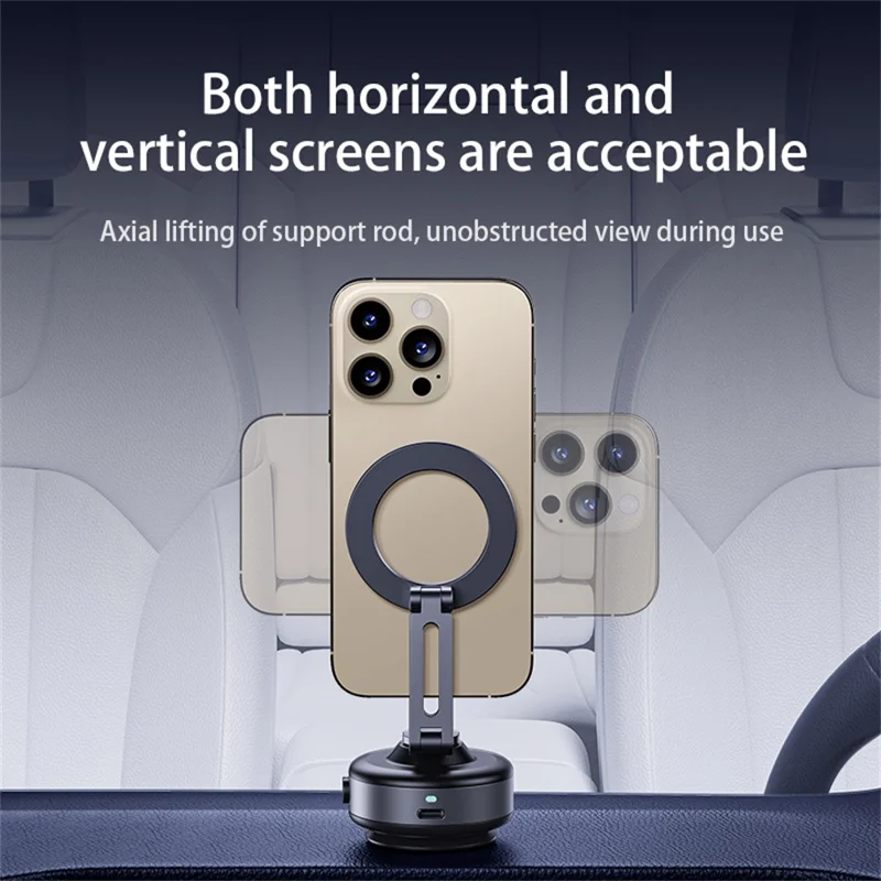 X94 360 Degree Rotating Foldable Car Phone Mount Electric Vacuum Suction Cup Magnetic Holder for Smartphones - Black