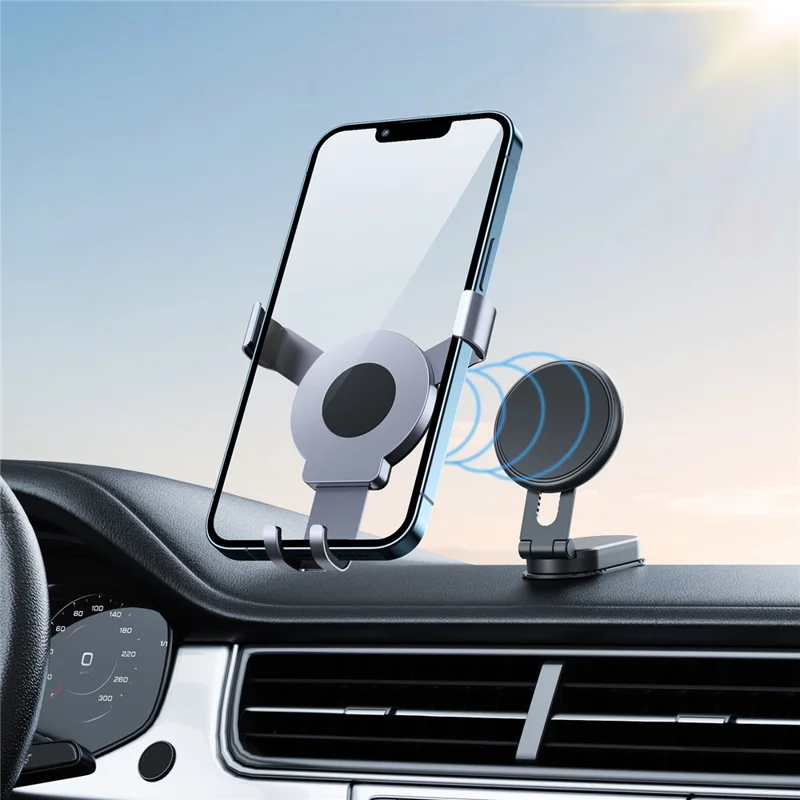 PJ-03 Car Phone Holder Gravity Mount Aluminum Alloy Stand Magnetic Clip Desktop Phone Bracket