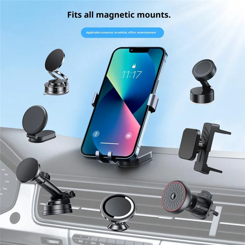PJ-03 Car Phone Holder Gravity Mount Aluminum Alloy Stand Magnetic Clip Desktop Phone Bracket