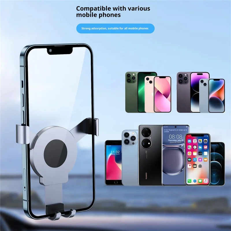 PJ-03 Car Phone Holder Gravity Mount Aluminum Alloy Stand Magnetic Clip Desktop Phone Bracket