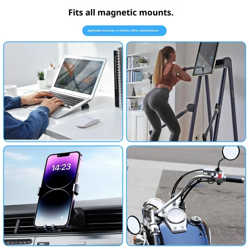 PJ-03 Car Phone Holder Gravity Mount Aluminum Alloy Stand Magnetic Clip Desktop Phone Bracket