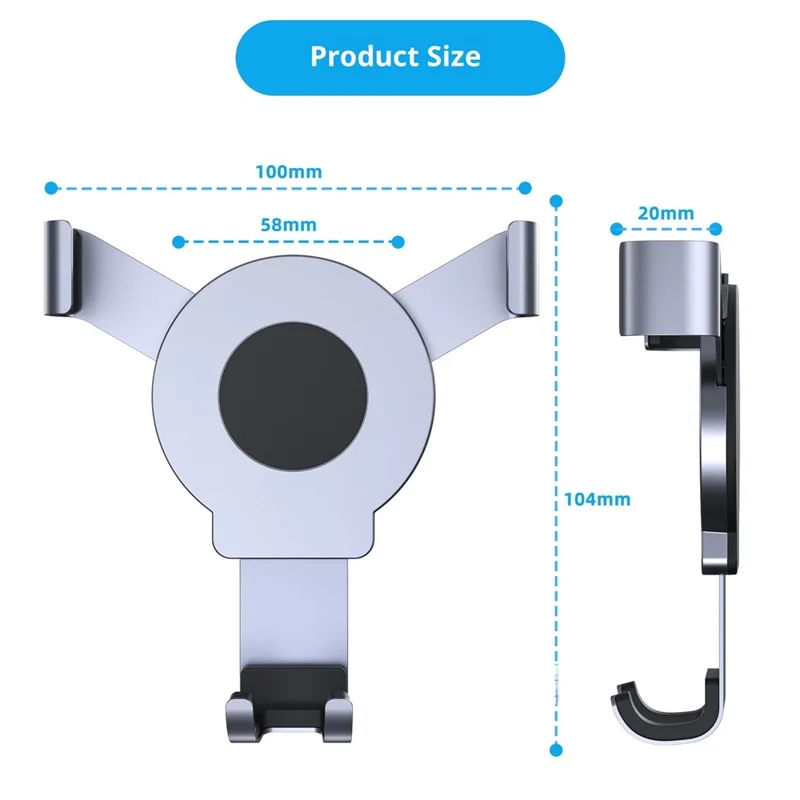 PJ-03 Car Phone Holder Gravity Mount Aluminum Alloy Stand Magnetic Clip Desktop Phone Bracket