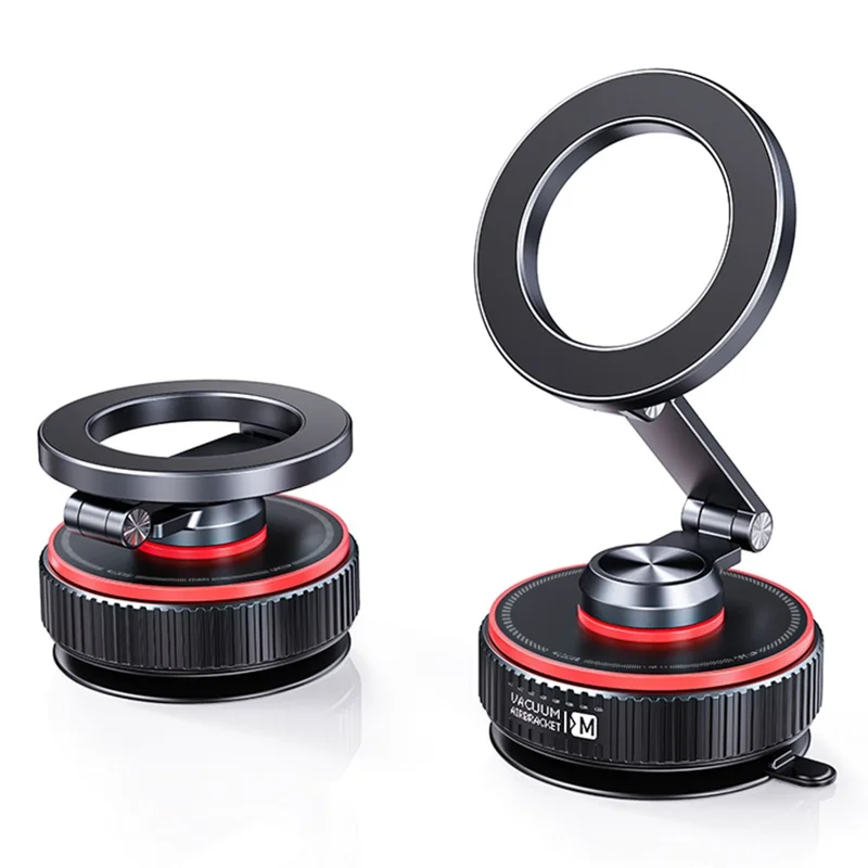 X66 Magnetic Car Phone Mount 720-Degree Triple-Axis Rotation Folding Vacuum Suction Cup Phone Holder for Dashboard / Windshield - Black