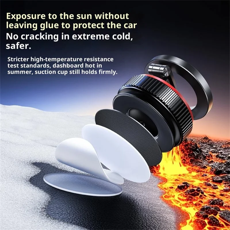 X66 Magnetic Car Phone Mount 720-Degree Triple-Axis Rotation Folding Vacuum Suction Cup Phone Holder for Dashboard / Windshield - Black