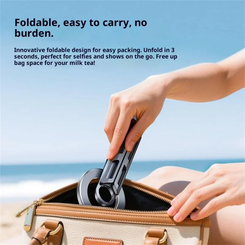 Suporte de mesa dobrável E06 Suporte de telefone tripé magnético de liga de alumínio compatível com MagSafe para dispositivos de 4 a 7 polegadas