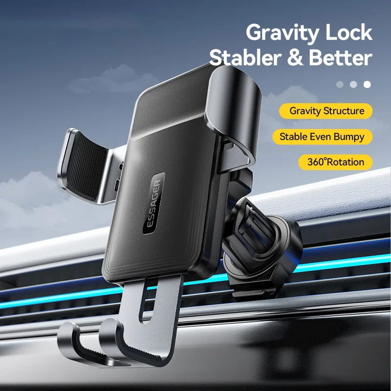 ESSAGER EZJZL-FW01-Z Car Phone Mount for 4.7-6.9 inch Devices 360° Rotation Gravity Adjusted Base