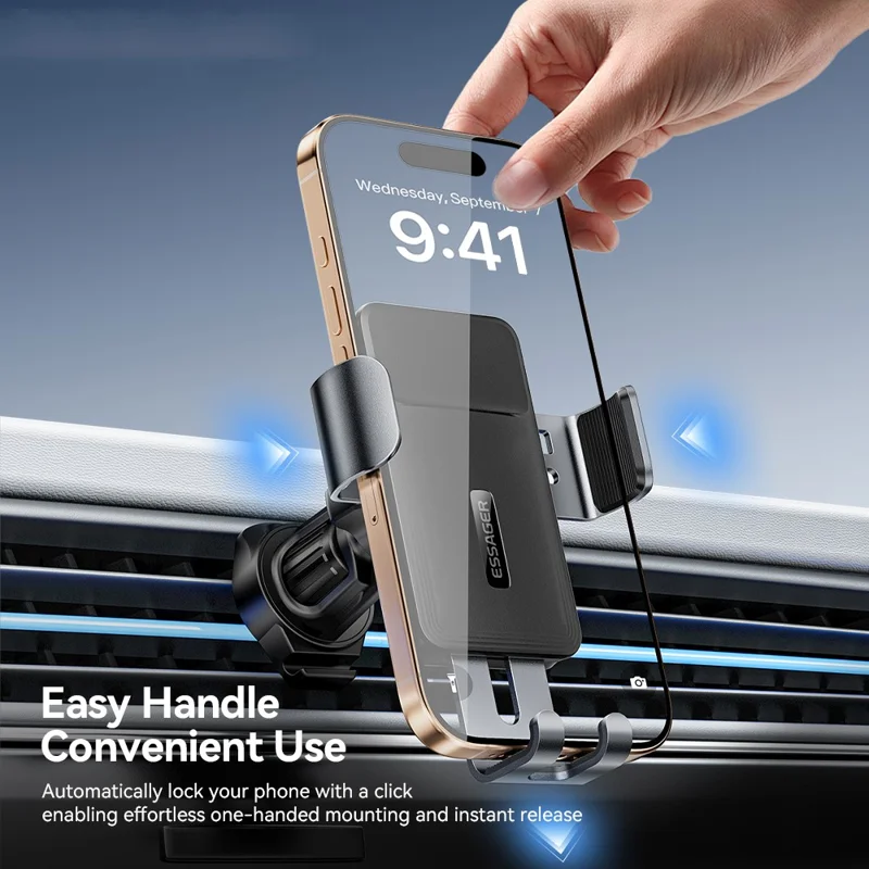 ESSAGER EZJZL-FW01-Z Car Phone Mount for 4.7-6.9 inch Devices 360° Rotation Gravity Adjusted Base