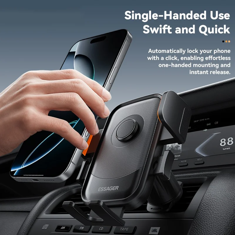 ESSAGER Car Phone Holder Air Vent Mount 360° Rotation Adjustable Bracket Stable Support for 4.7 - 6.9 inch Cellphones