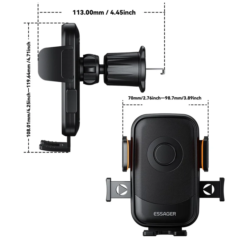 ESSAGER Car Phone Holder Air Vent Mount 360° Rotation Adjustable Bracket Stable Support for 4.7 - 6.9 inch Cellphones