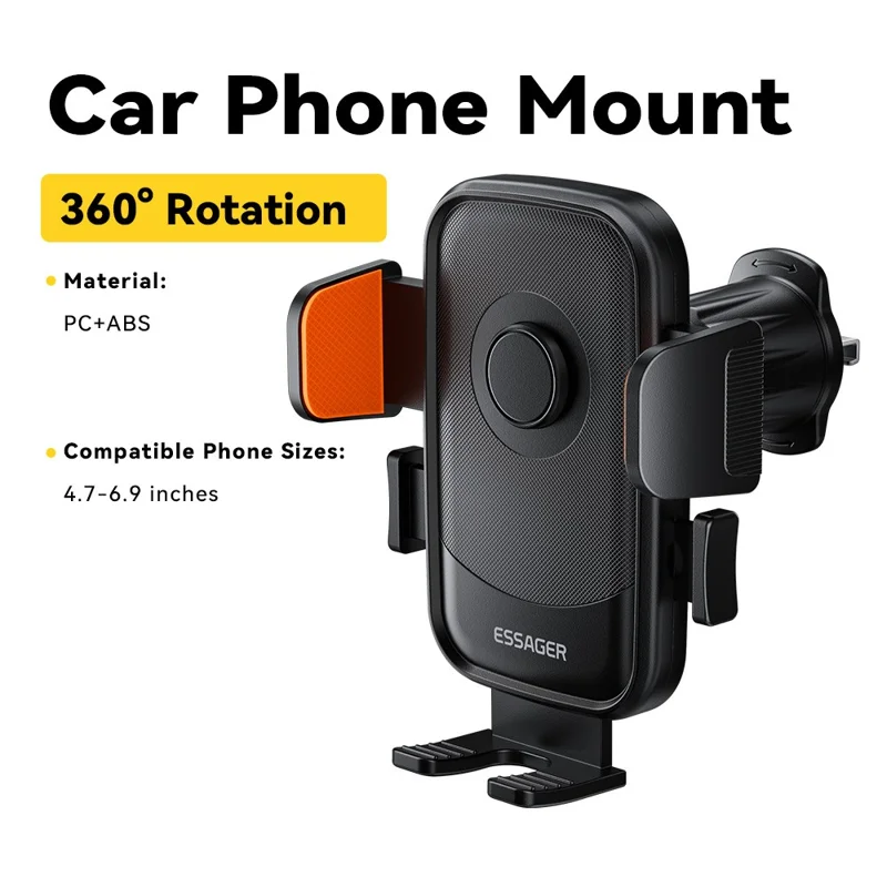 ESSAGER Car Phone Holder Air Vent Mount 360° Rotation Adjustable Bracket Stable Support for 4.7 - 6.9 inch Cellphones