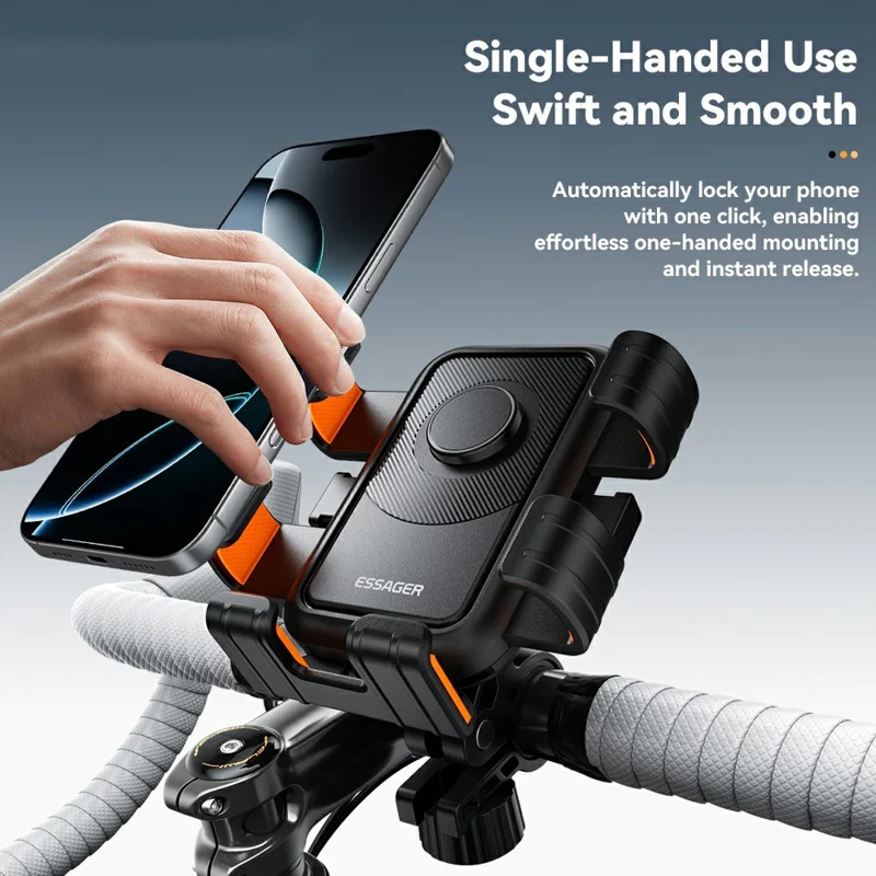 ESSAGER Rear View Mirror Bike Phone Mount 360° Rotation Bicycle Phone Holder for 4.7-6.9 inch Devices
