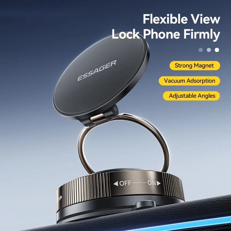 ESSAGER Magnetic Phone Mount 360 Degree Rotation Suction Cup Phone Holder for Car Dashboard