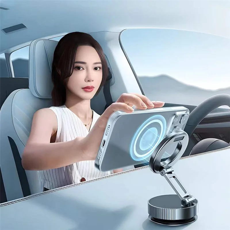 COTECI BS-014 Magnetic Car Phone Mount Holder Vacuum Suction Cup 3-Axis Adjustable Anti Shake Vehicle Stand - Black