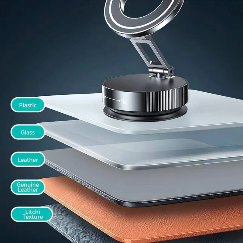 COTECI BS-014 Magnetic Car Phone Mount Holder Vacuum Suction Cup 3-Axis Adjustable Anti Shake Vehicle Stand - Black