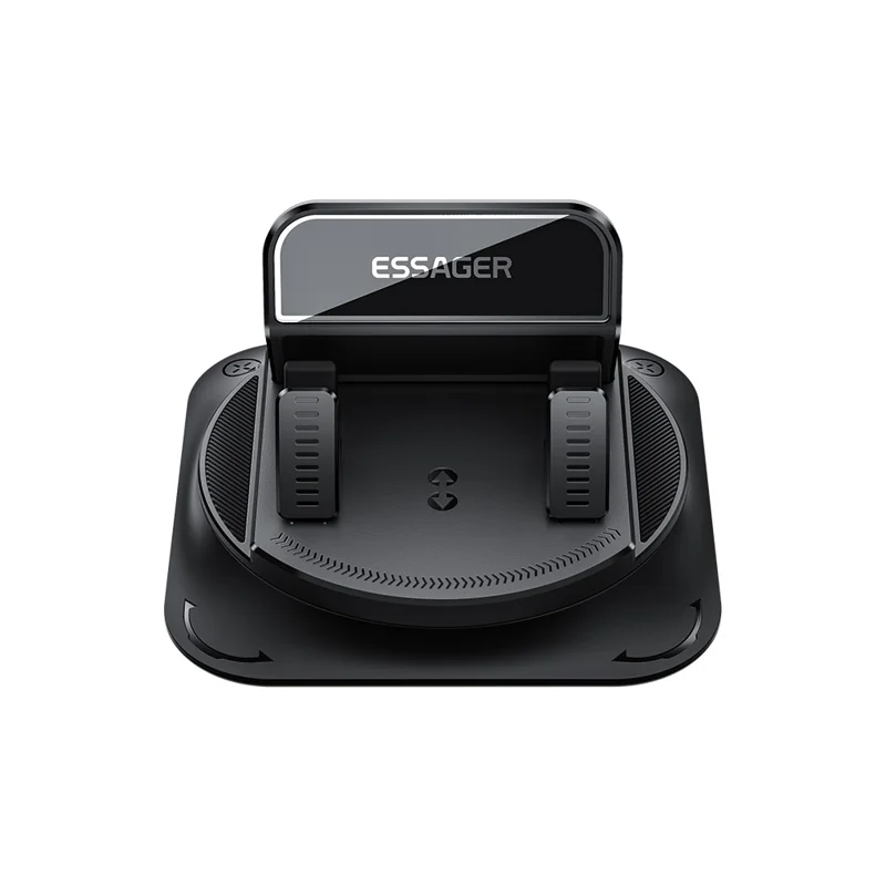 ESSAGER 360° Rotatable Car Center Console Phone Holder Adhesive Fixing Car Phone Holder Dashboard Mount- Black