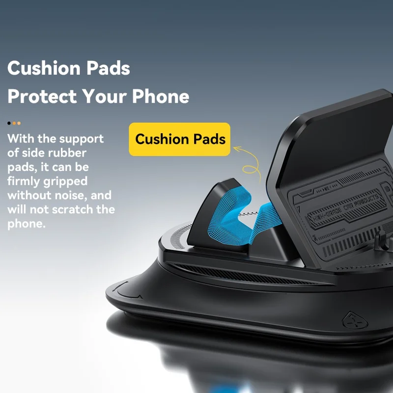 ESSAGER 360° Rotatable Car Center Console Phone Holder Adhesive Fixing Car Phone Holder Dashboard Mount- Black