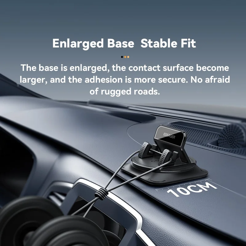 ESSAGER 360° Rotatable Car Center Console Phone Holder Adhesive Fixing Car Phone Holder Dashboard Mount- Black