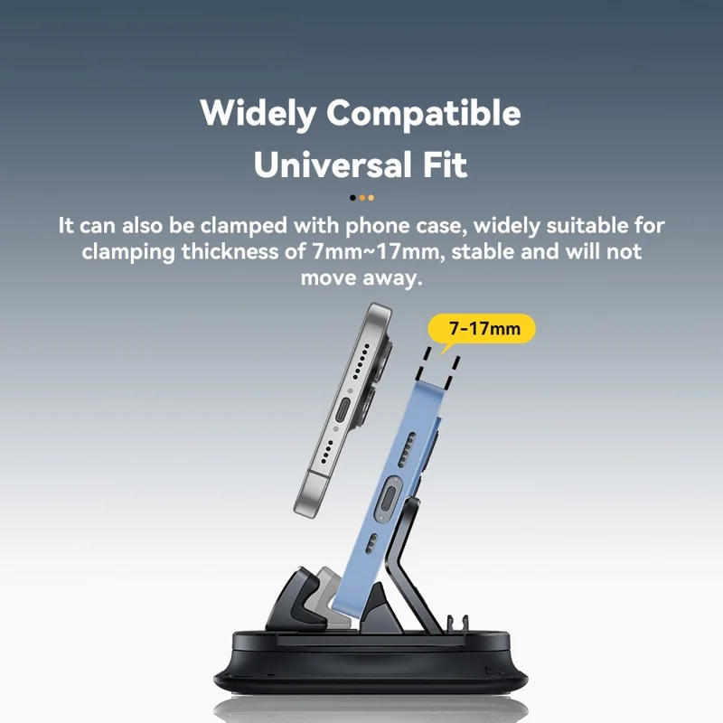 ESSAGER 360° Rotatable Car Center Console Phone Holder Adhesive Fixing Car Phone Holder Dashboard Mount- Black