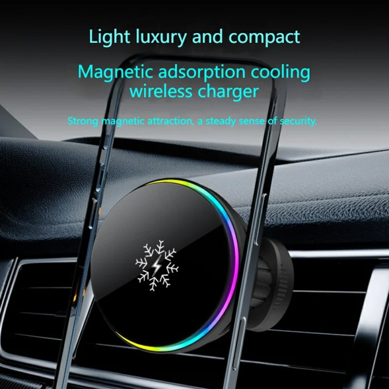 Carregador Sem Fio para Carro com Refrigeração Magnética S32 15W, Suporte para Celular e Carregamento Rápido