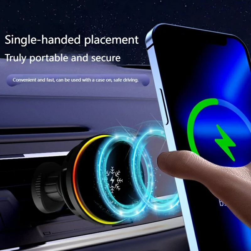 Carregador Sem Fio para Carro com Refrigeração Magnética S32 15W, Suporte para Celular e Carregamento Rápido