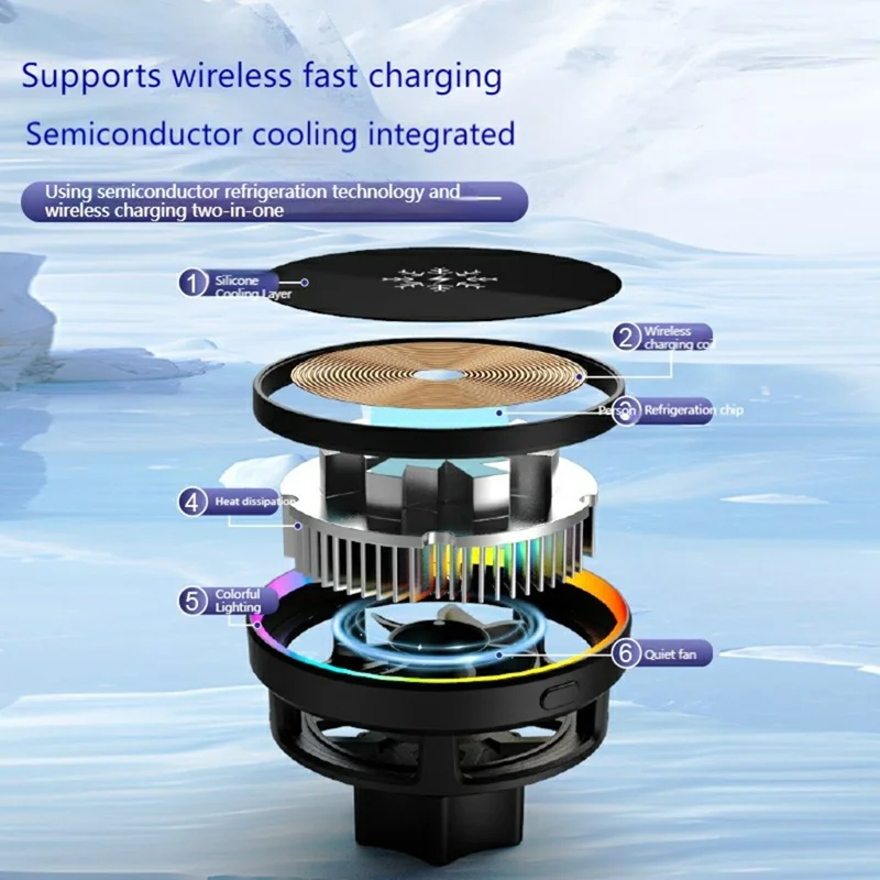 Carregador Sem Fio para Carro com Refrigeração Magnética S32 15W, Suporte para Celular e Carregamento Rápido