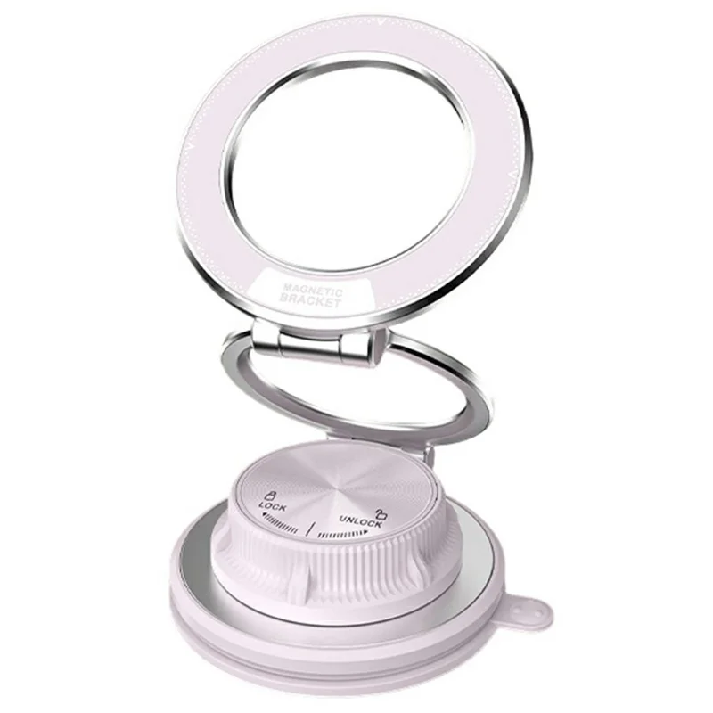 M16 15W Fast Wireless Car Charger 3-Fold Rotatable Magnetic Phone Mount with Vacuum Suction Dashboard Navigation Stand - White