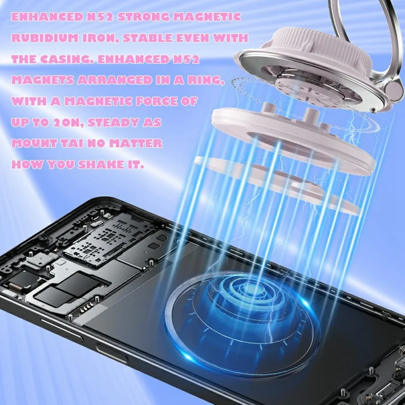 M16 15W Fast Wireless Car Charger 3-Fold Rotatable Magnetic Phone Mount with Vacuum Suction Dashboard Navigation Stand - White