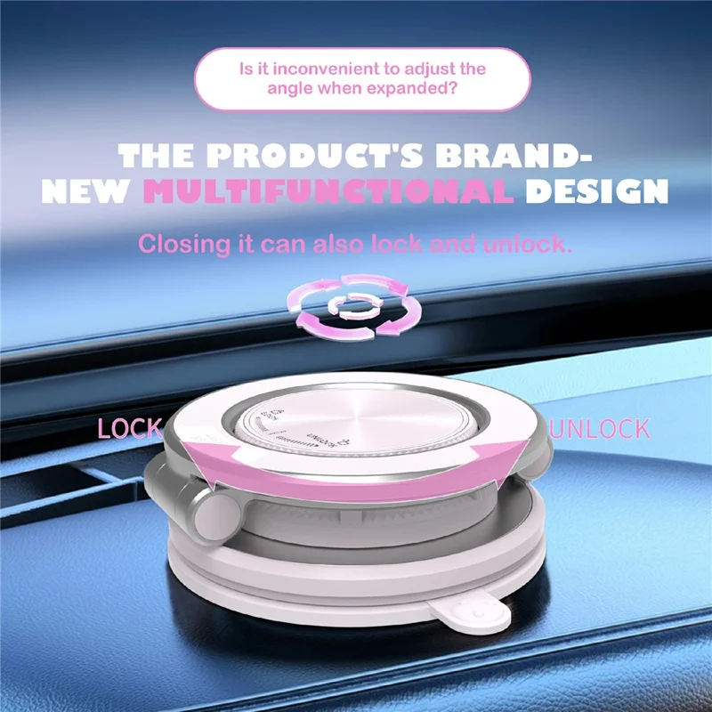 M16 15W Fast Wireless Car Charger 3-Fold Rotatable Magnetic Phone Mount with Vacuum Suction Dashboard Navigation Stand - White