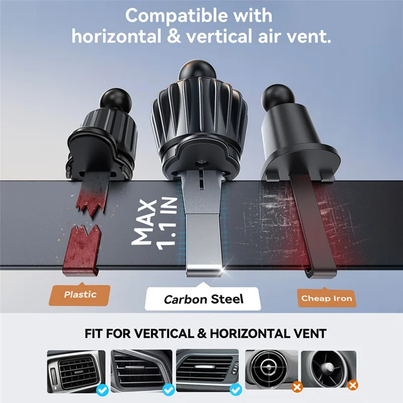 JOYROOM JR-ZS506 15W Auto-Rotating Magnetic Wireless Car Charger Stand Fast Charging Phone Mount - Black