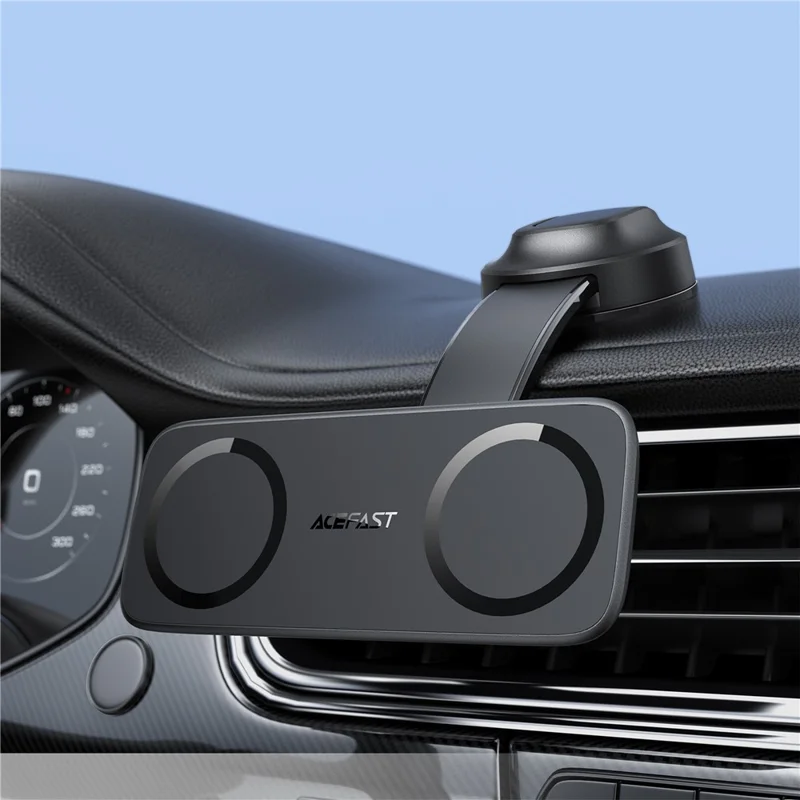 حامل هاتف سيارة مغناطيسي مزدوج ACEFAST D60 لوحة القيادة مركزية قابل للتعديل بزاوية 360 درجة - أسود