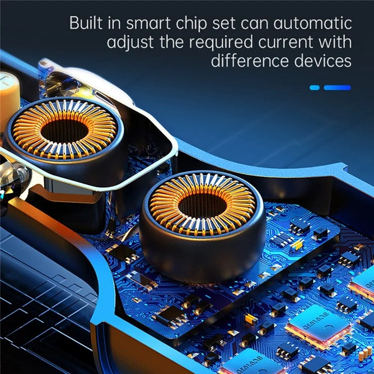 SC05 4 USB+2 Type-C Ports Phone Fast Charging Adapter Back Clip Design Extended Car Charger