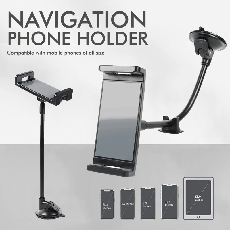 Verstellbarer Saugnapf-Langarmhalter für Armaturenbrett, verstellbarer Gänsehals-Telefon-Tablet-Halter für Windschutzscheibe / Autoinnenraum
