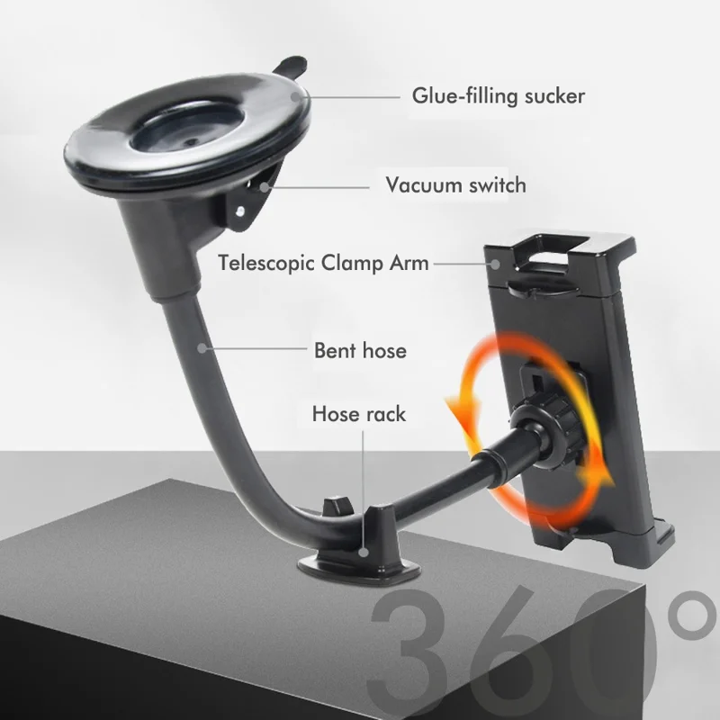 Verstellbarer Saugnapf-Langarmhalter für Armaturenbrett, verstellbarer Gänsehals-Telefon-Tablet-Halter für Windschutzscheibe / Autoinnenraum