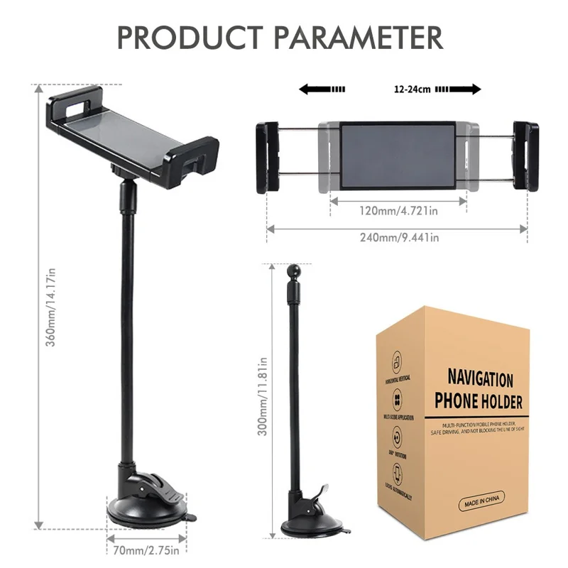 Verstellbarer Saugnapf-Langarmhalter für Armaturenbrett, verstellbarer Gänsehals-Telefon-Tablet-Halter für Windschutzscheibe / Autoinnenraum