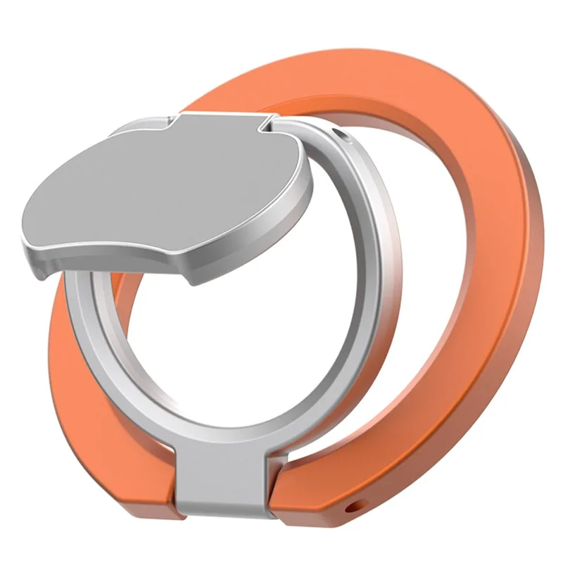 Magnetic Phone Ring Holder Grip with Dual-Side Magnets Triple Folding Zinc Alloy Kickstand - Orange