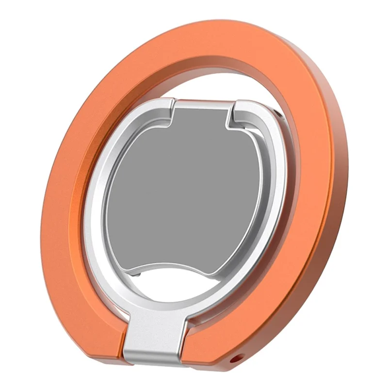 Magnetic Phone Ring Holder Grip with Dual-Side Magnets Triple Folding Zinc Alloy Kickstand - Orange