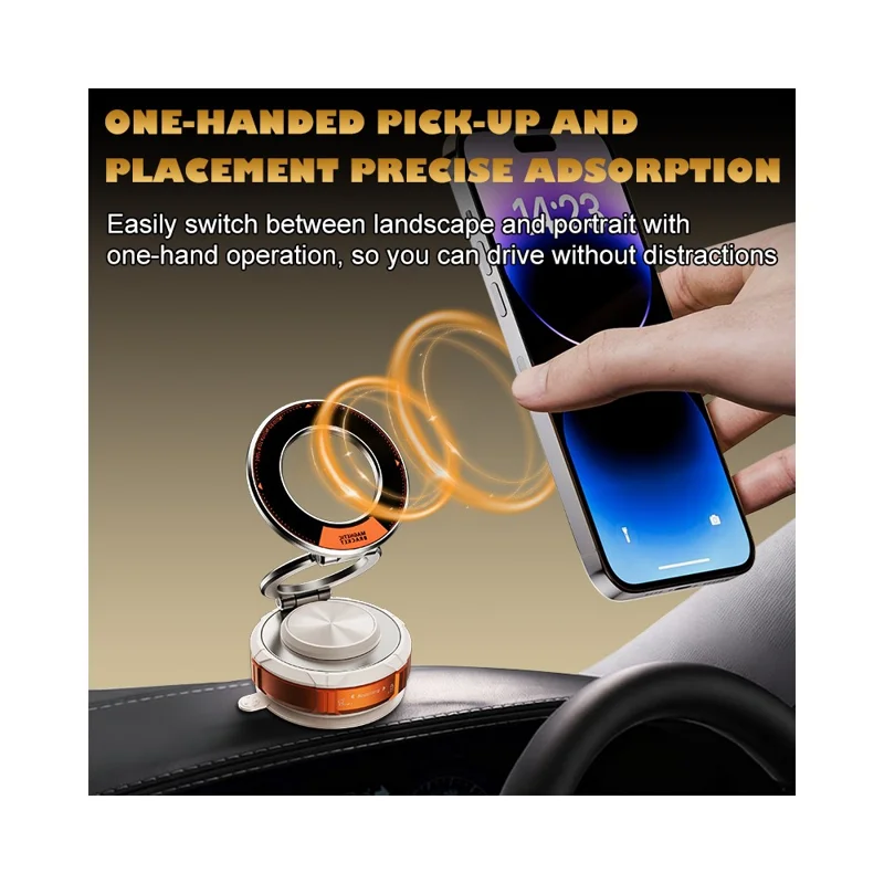 M7 Support Téléphone Voiture à Ventouse Magnétique, Support de Navigation Rotatif pour Tableau de Bord