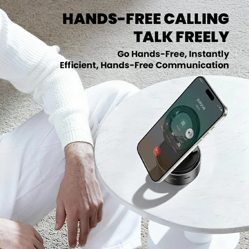 HONNOBE A5 Zinc Alloy Magnetic Phone Mount Bluetooth-Compatible Speaker Rotatable Holder with 360° Surround Sound - Black