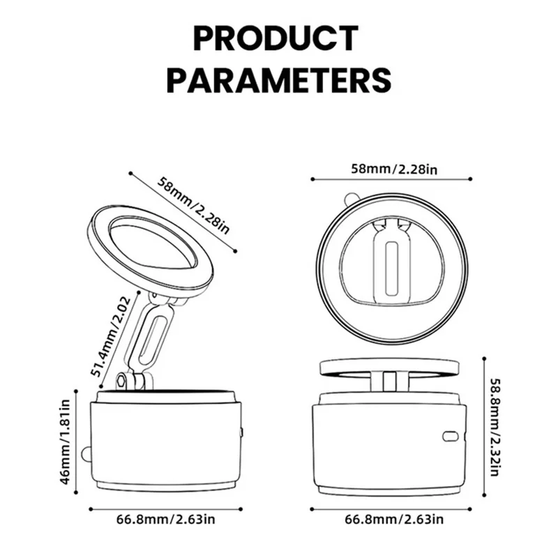 HONNOBE A5 Zinc Alloy Magnetic Phone Mount Bluetooth-Compatible Speaker Rotatable Holder with 360° Surround Sound - Black