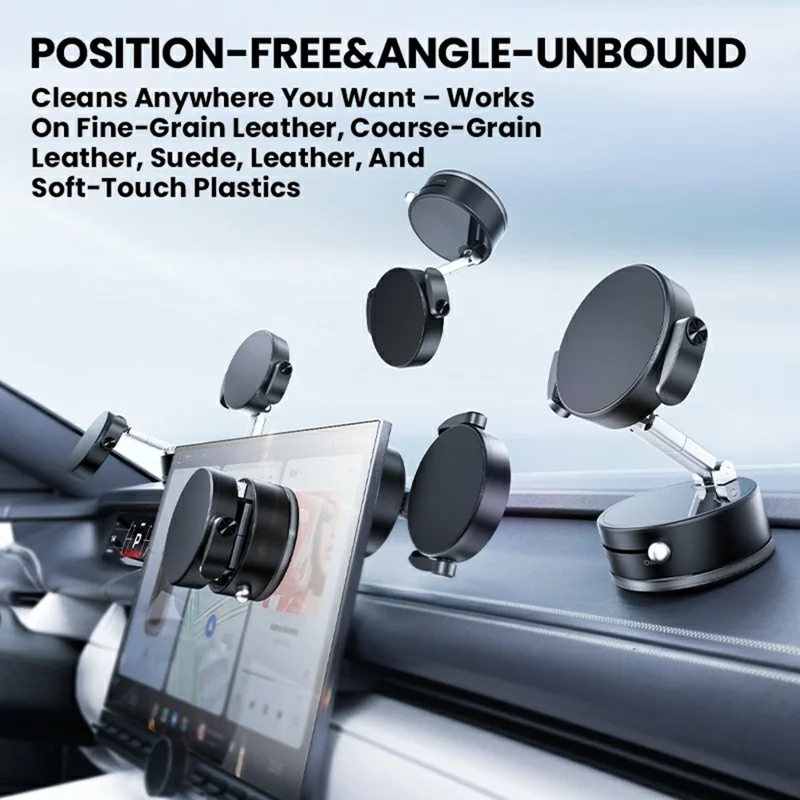 HONNOBE A9 Pro Clip Arm Foldable Vacuum Magnetic Car Phone Mount 360° Rotation Phone Holder - Black