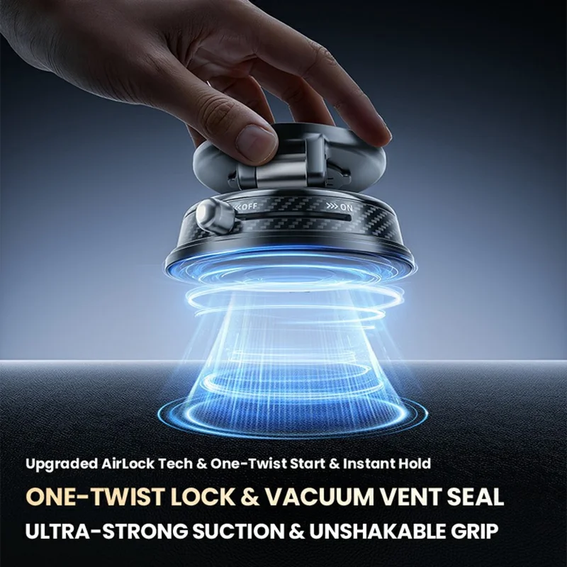 HONNOBE A15 2 in 1 Car Aromatherapy Phone Mount 360° Rotation Vacuum Magnetic Holder with Silicone Suction Cup - Black