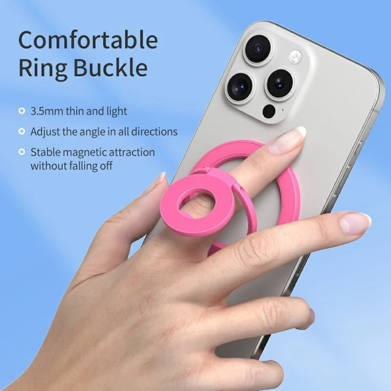 360 Degree Rotation Magnetic Phone Holder Grip Ring Kickstand Foldable Metal Stand - Silver