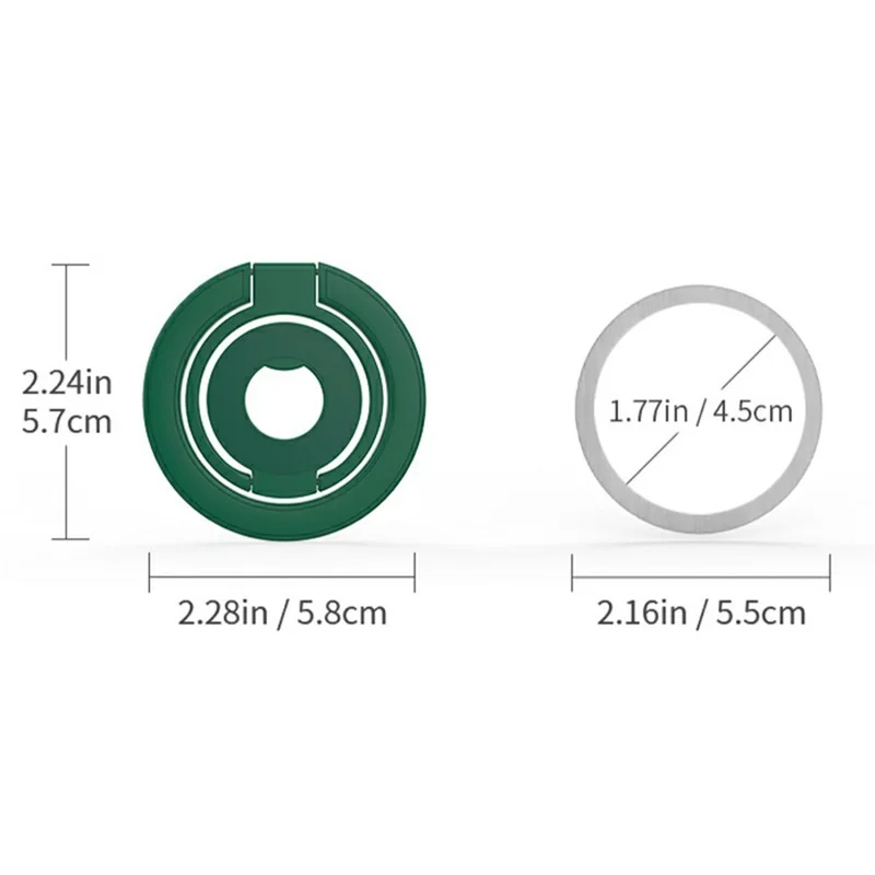 360 Degree Rotation Magnetic Phone Holder Grip Ring Kickstand Foldable Metal Stand - Silver