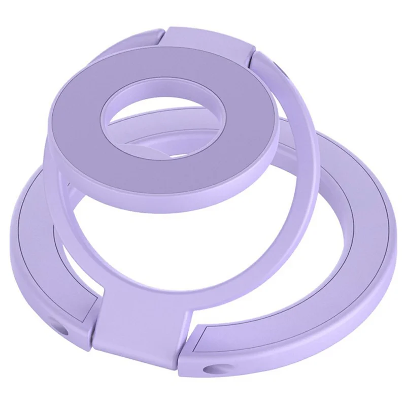 Support magnétique à rotation de 360 degrés, anneau de poignée, pieds repliables, support métallique pour téléphone - Violet