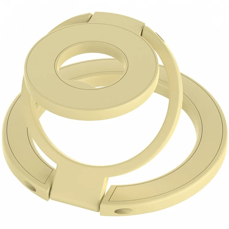 360 Degree Rotation Magnetic Phone Holder Grip Ring Kickstand Foldable Metal Stand - Light Yellow