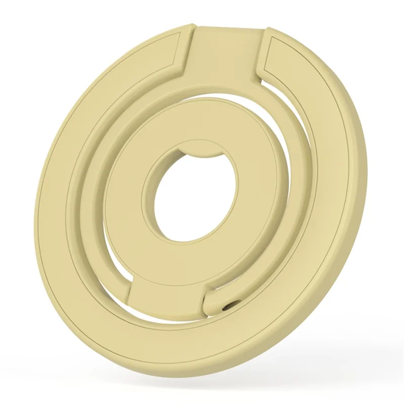 360 Degree Rotation Magnetic Phone Holder Grip Ring Kickstand Foldable Metal Stand - Light Yellow